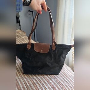 Longchamp Black and Brown Tote Bag FLAWs Vintage